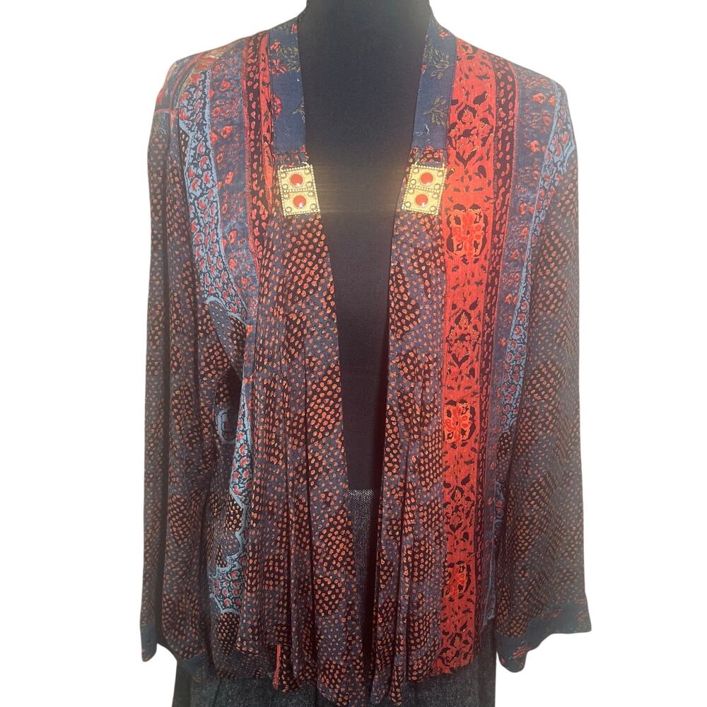 Vintage 90s Carole Little Petites Rayon Art to Wear Jacket Shrug Size 8 made USA